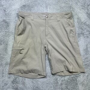 Columbia Jasper Butte Shorts Men's 36x10 Khaki Nylon Stretch Outdoor Hiking Omni